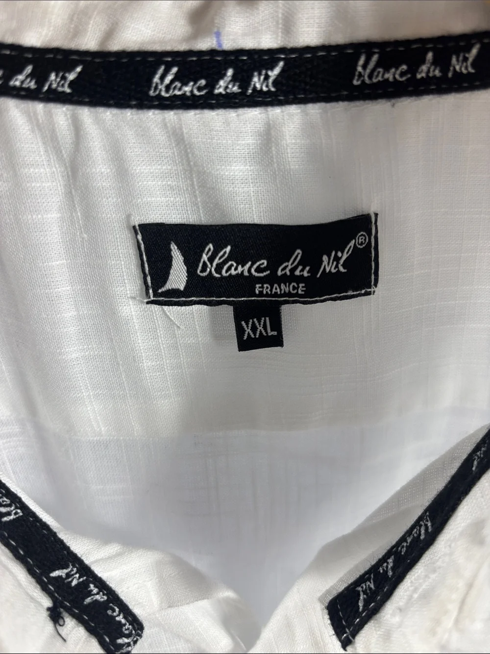 Men's White Short-Sleeve Cotton Casual Button-Down Shirt by Blanc du Nil - Picture 2 of 8